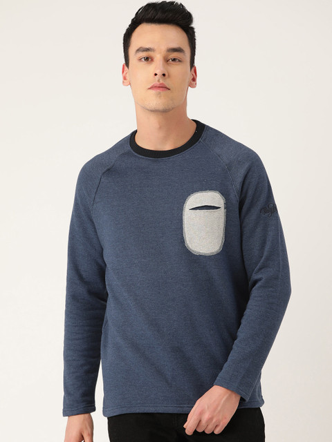 

HARBORNBAY Men Navy Blue Solid Sweatshirt