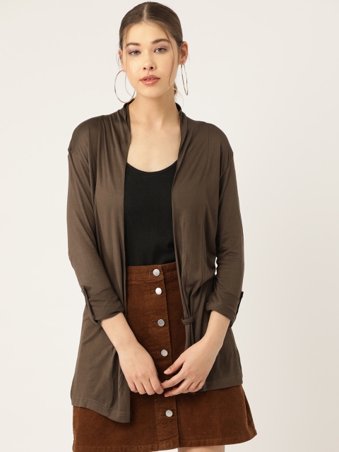 

Trend Arrest Women Brown Solid Open Front Shrug