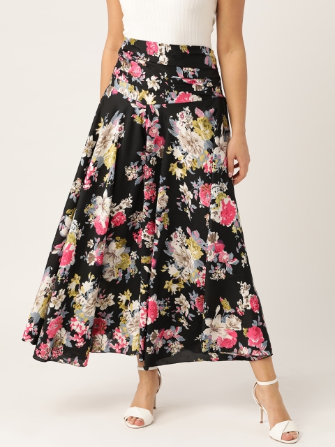 

Trend Arrest Women Black & Pink Printed Flared Palazzos