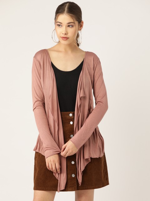

Trend Arrest Women Mauve Solid Waterfall Shrug