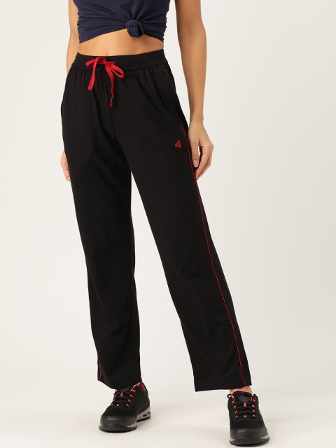 

Jockey Women Black & Jester Red Solid Regular Fit Relaxed Track Pants