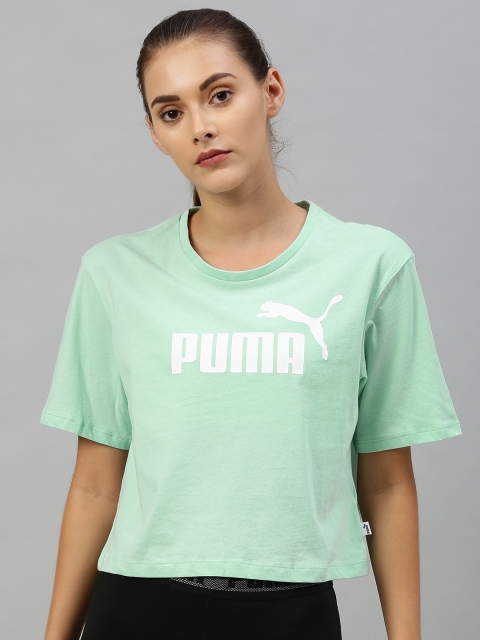 

Puma Women Green Printed Round Neck Cropped T-shirt
