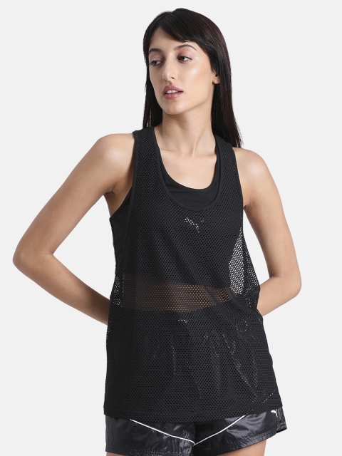 

Puma Women Black Solid Evide Open Mesh Tank Top