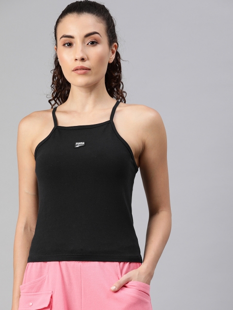 

Puma Women Black Solid Tight Fit Downtown Tank Top