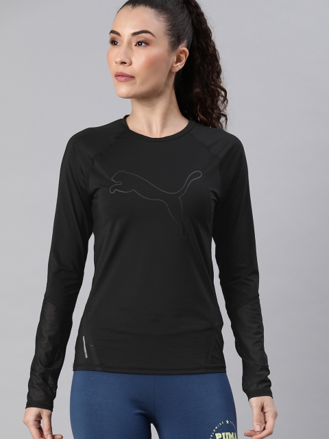 

Puma Women Black Solid Round Neck T-shirt