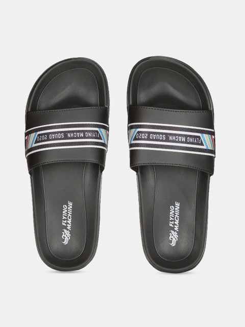 

Flying Machine Men Black & White Printed Sliders