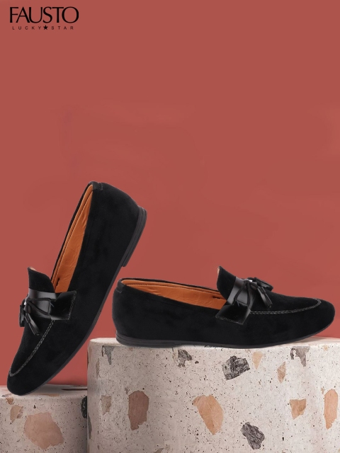 

FAUSTO Men Black Solid Velvet Loafers