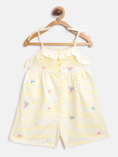 

Marks & Spencer Girls Yellow & White Striped Basic Jumpsuit