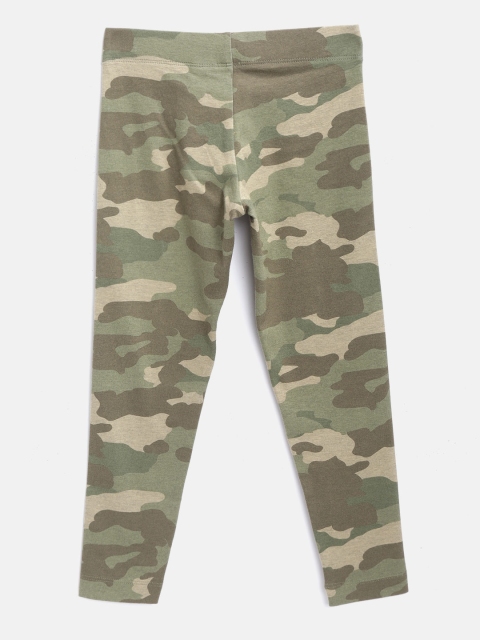 

Marks & Spencer Girls Olive Green & Khaki Camouflage Print Ankle-Length Leggings