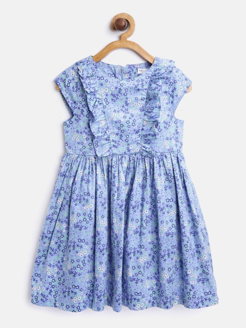 

Marks & Spencer Girls Blue Floral Print Fit & Flare Dress