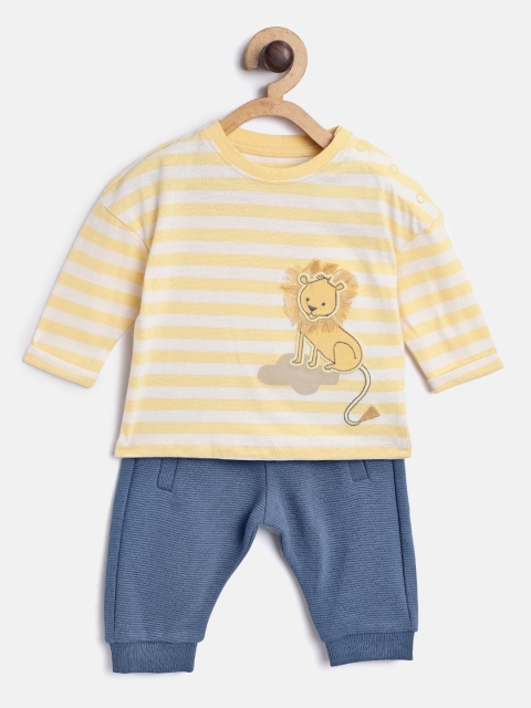 

Marks & Spencer Kids Yellow & Navy Solid T-shirt with Joggers