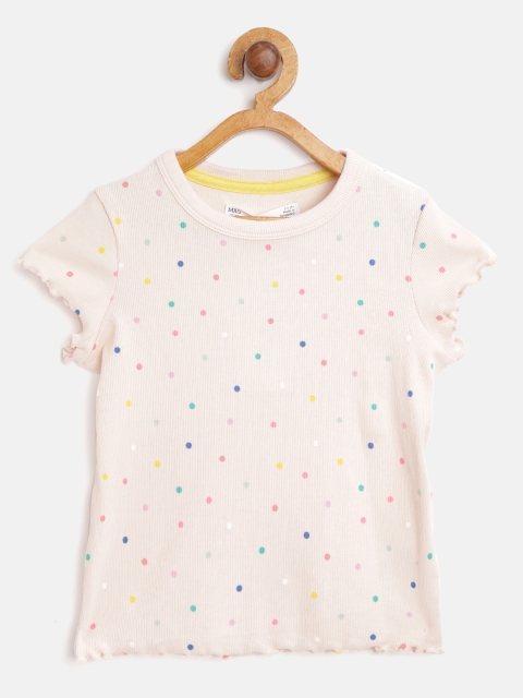 

Marks & Spencer Girls Peach-Coloured Polka Dot Print Top