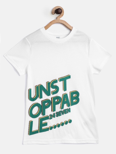 

Marks & Spencer Boys White & Green Printed Round Neck T-shirt