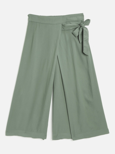 

Marks & Spencer Girls Olive Green Regular Fit Solid Parallel Trousers