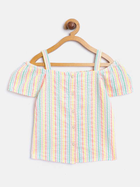 

Marks & Spencer Girls Multicoloured Striped Bardot Top, Multi