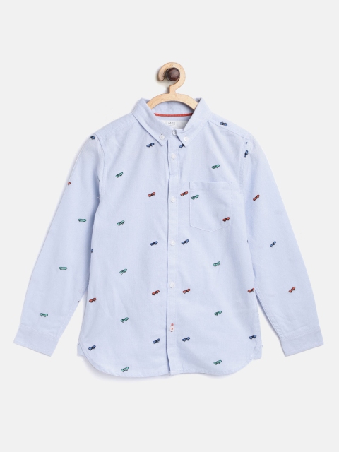 

Marks & Spencer Boys Blue & Green Regular Fit Embroidered Casual Shirt