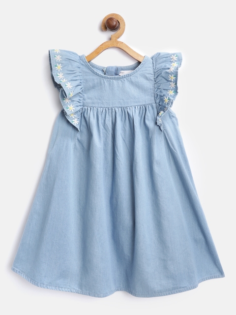 

Marks & Spencer Girls Blue Solid Chambray A-Line Dress