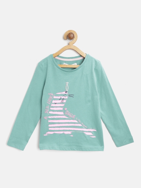 

Marks & Spencer Girls Sea Green Printed Round Neck T-shirt