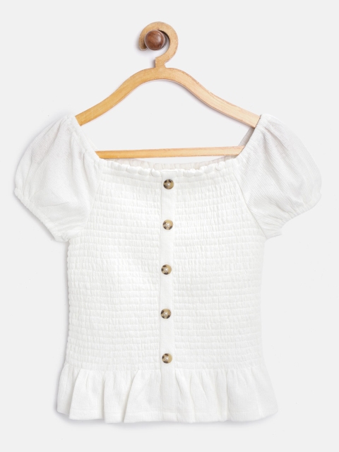 

Marks & Spencer Girls White Smocked Bardot Top