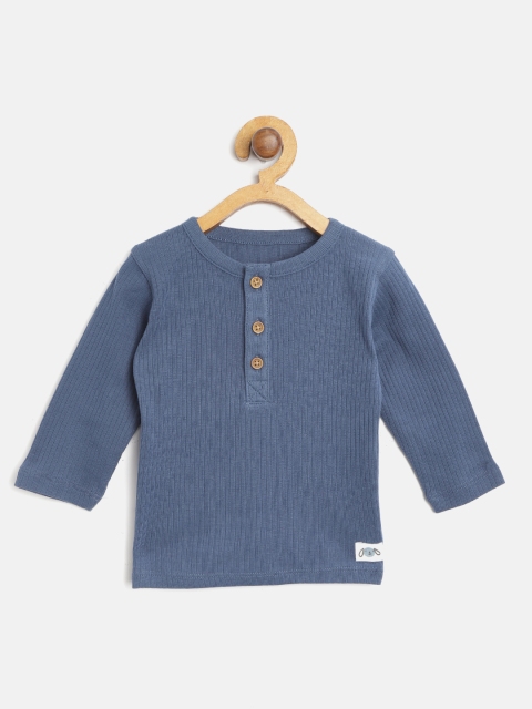 

Marks & Spencer Kids Navy Blue Ribbed Henley Neck T-shirt