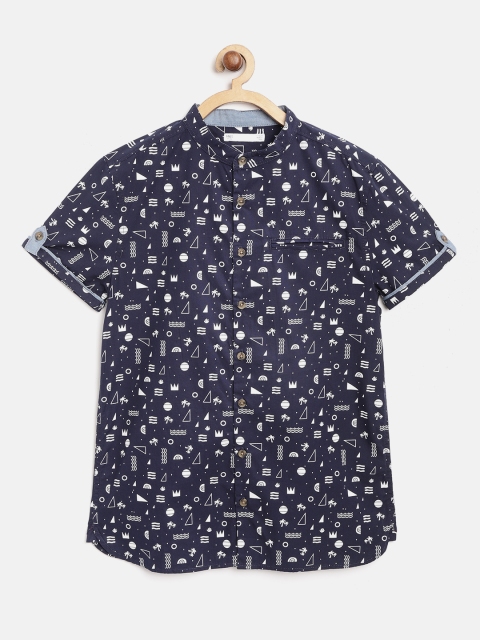 

Marks & Spencer Boys Navy Blue & White Regular Fit Printed Casual Shirt
