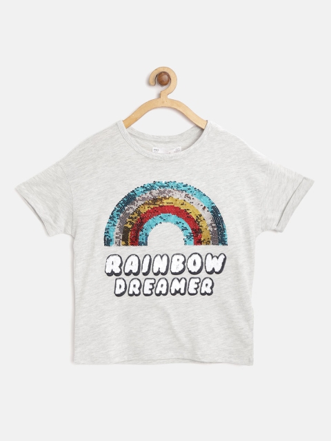 

Marks & Spencer Girls Grey Melange Flip Sequin Round Neck T-shirt