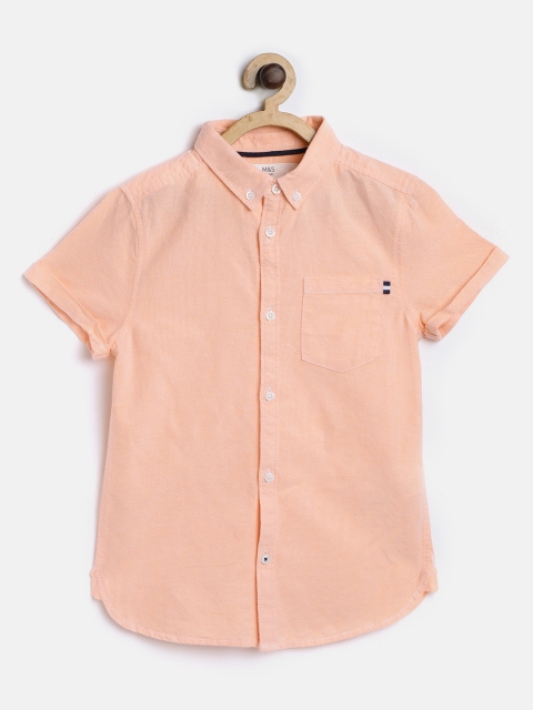 

Marks & Spencer Boys Peach-Coloured Regular Fit Solid Casual Shirt