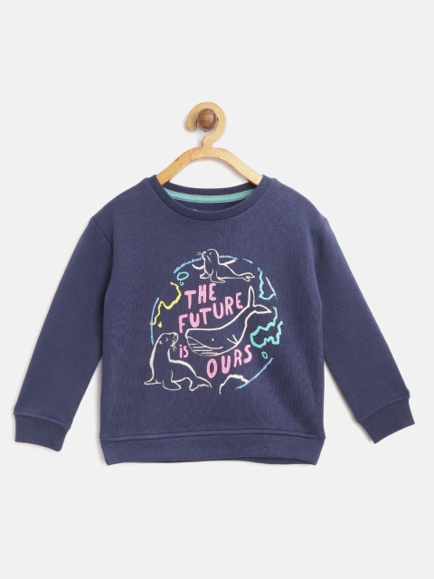 

Marks & Spencer Girls Navy Blue & Pink Printed Sweatshirt