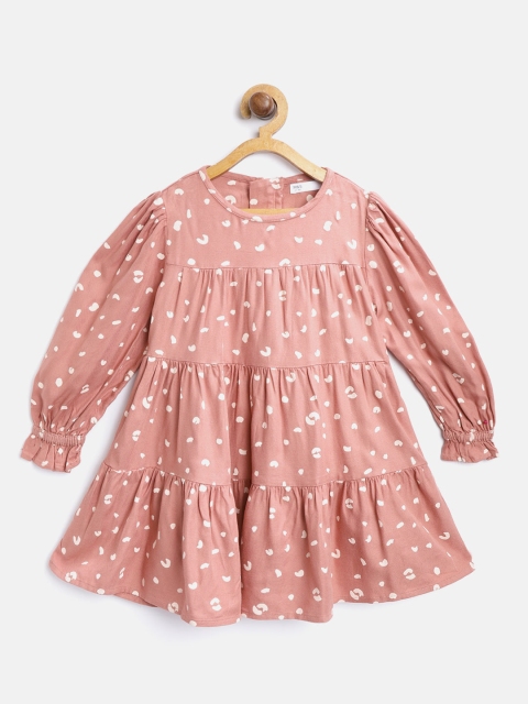 

Marks & Spencer Girls Dusty Pink Printed Tiered A-Line Dress