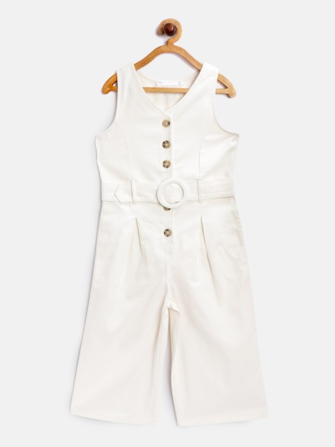 

Marks & Spencer Girls Cream-Coloured Solid Culotte Jumpsuit