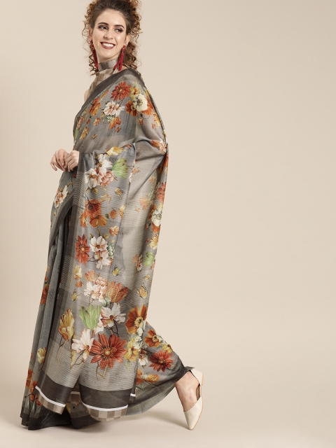 

Saree mall Grey & Red Art Silk Printed Saree