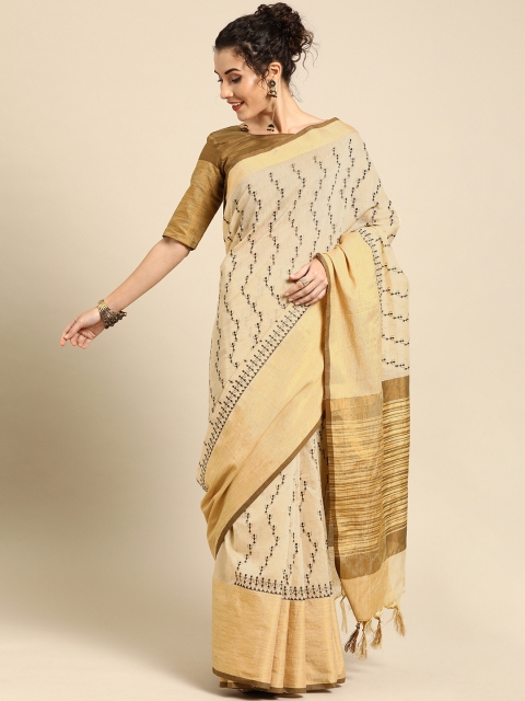 

Saree mall Beige & Brown Polycotton Embroidered Saree
