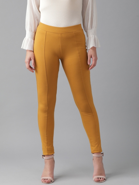 

Anaisa Women Mustard Yellow Slim Fit Solid Treggings