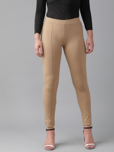 

Anaisa Women Beige Slim Fit Solid Treggings