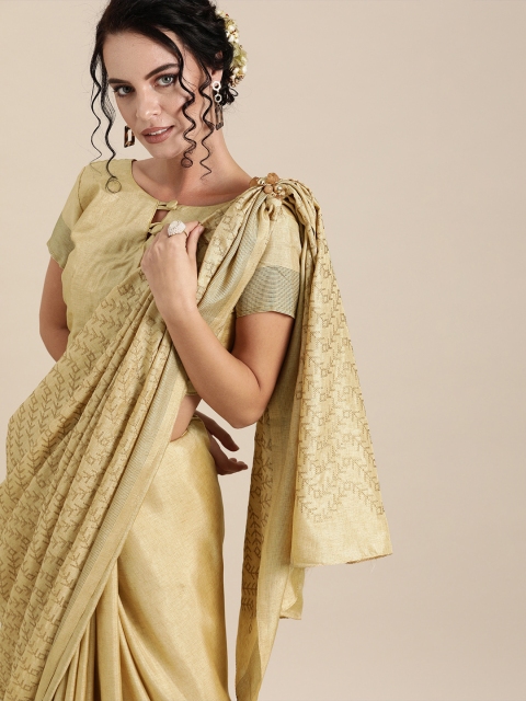 

Mitera Beige Silk Blend Woven Design Banarasi Saree