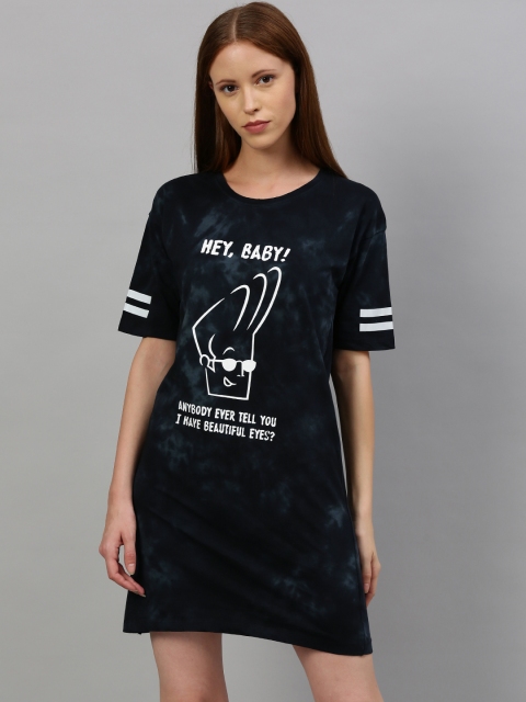 

Johnny Bravo by Kook N Keech Women Black Printed & Dyed T-shirt Dress