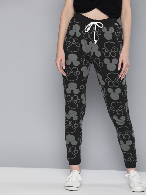 

Kook N Keech Disney Women Black & Grey Straight Fit Mickey Mouse Printed Joggers