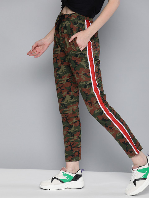 

Kook N Keech Women Green & Brown Straight Fit Camouflage Printed Track Pants