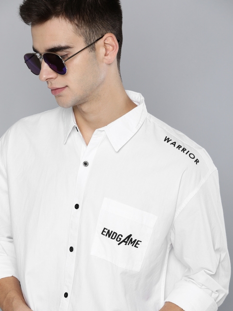 

Kook N Keech Marvel Men White Regular Fit Printed Casual Styled Back Shirt
