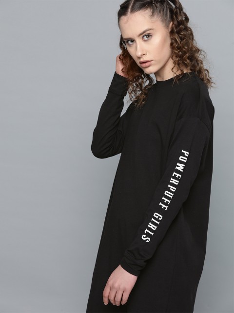 

Powerpuff Girls by Kook N Keech Women Black Solid T-shirt Dress