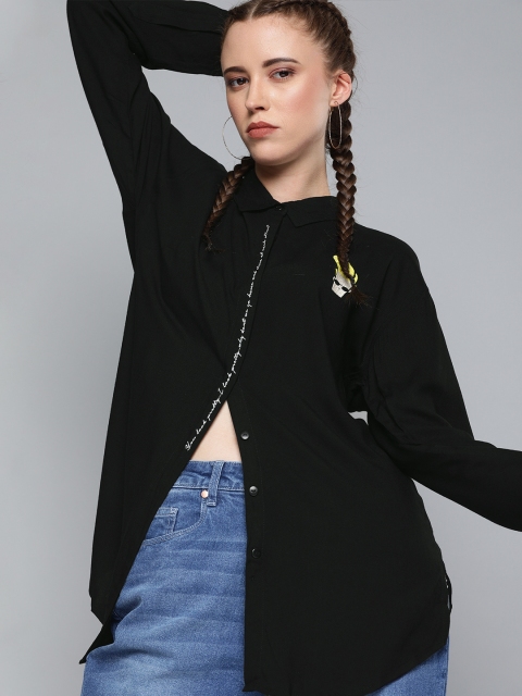 

Johnny Bravo by Kook N Keech Women Black Regular Fit Solid Casual Shirt