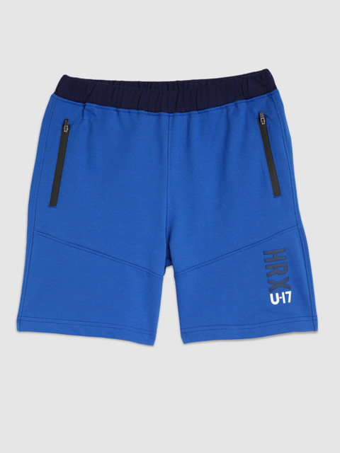 

HRX by Hrithik Roshan Boys Mykonos Blue Solid Regular Fit Bio wash Lifestyle Shorts