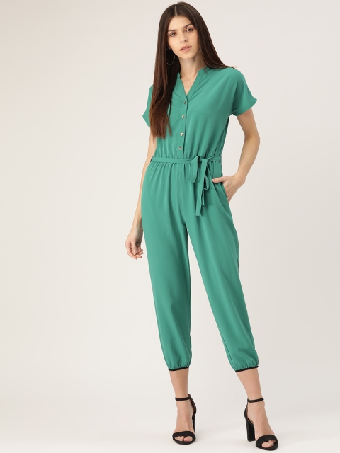

Rue Collection Women Green Solid Basic Jumpsuit