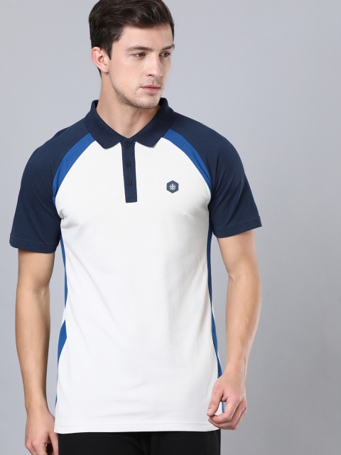 

Cultsport Men Grey & Navy Blue Colourblocked Polo Collar T-shirt