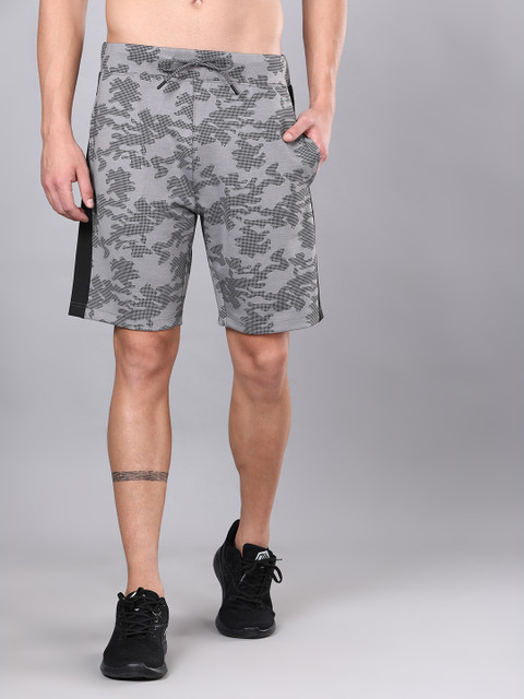 

Cultsport Men Grey Melange Printed Regular Fit Sports Shorts