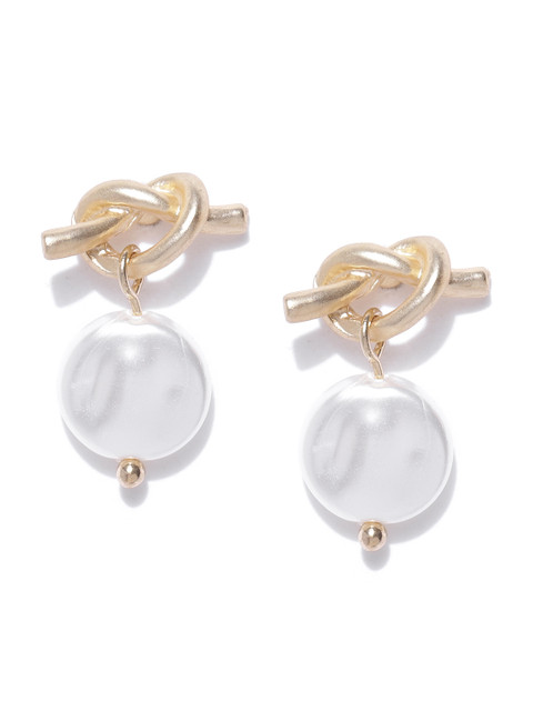 

Bellofox White Gold-Plated Beaded Drop Earrings