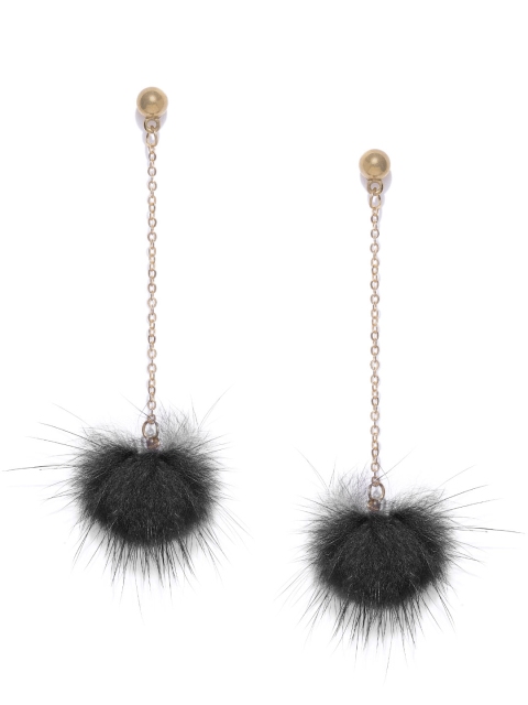 

Bellofox Black Gold-Plated Pom Pom Drop Earrings