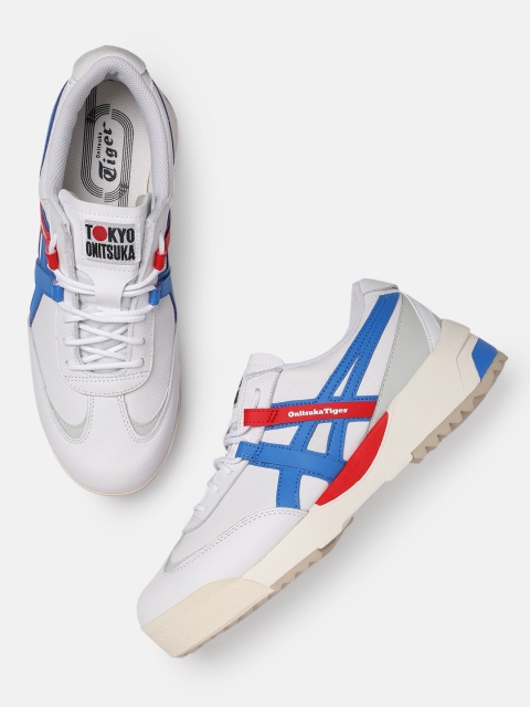 

Onitsuka Tiger Unisex White & Blue Delegation EX Leather Sneakers