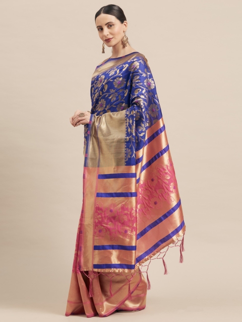 

Mitera Blue & Pink Art Silk Woven Design Banarasi Saree