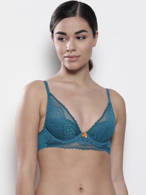 

Marks & Spencer Teal Blue Lace Underwired Lightly Padded High Apex Plunge Bra T817722